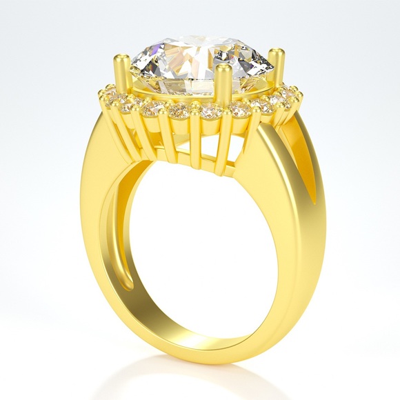 6ct D, VVS1 Moissanite 925/ 14ct Gold Halo Ring - Picture 4 of 9